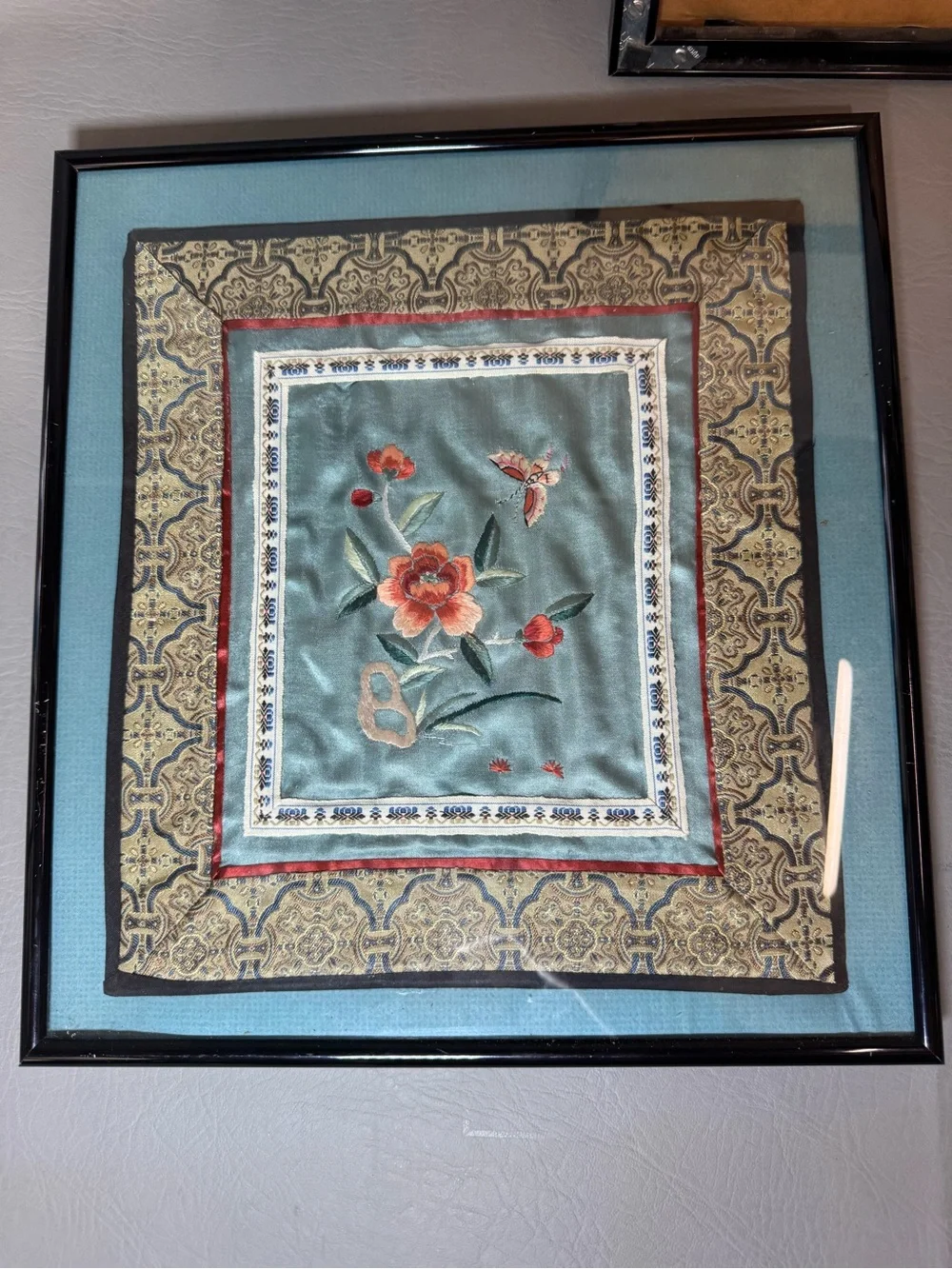 Vintage Set Chinese Silk Embroidery Butterfly Flowers Wall Hanging Picture Decor